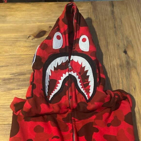 BAPE Color Camo Shark Full Zip Hoodie Red - Picture 2 of 8